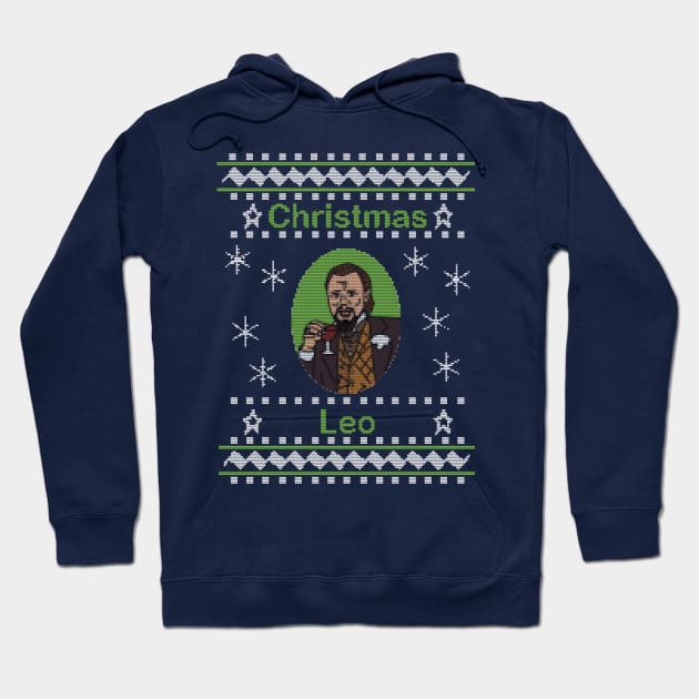 Christmas Leo Ugly Sweater Hoodie by ellenhenryart